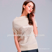 Women's Sleeveless 100% acrylic grey women Pullovers hand knitted pattern pullover sweater